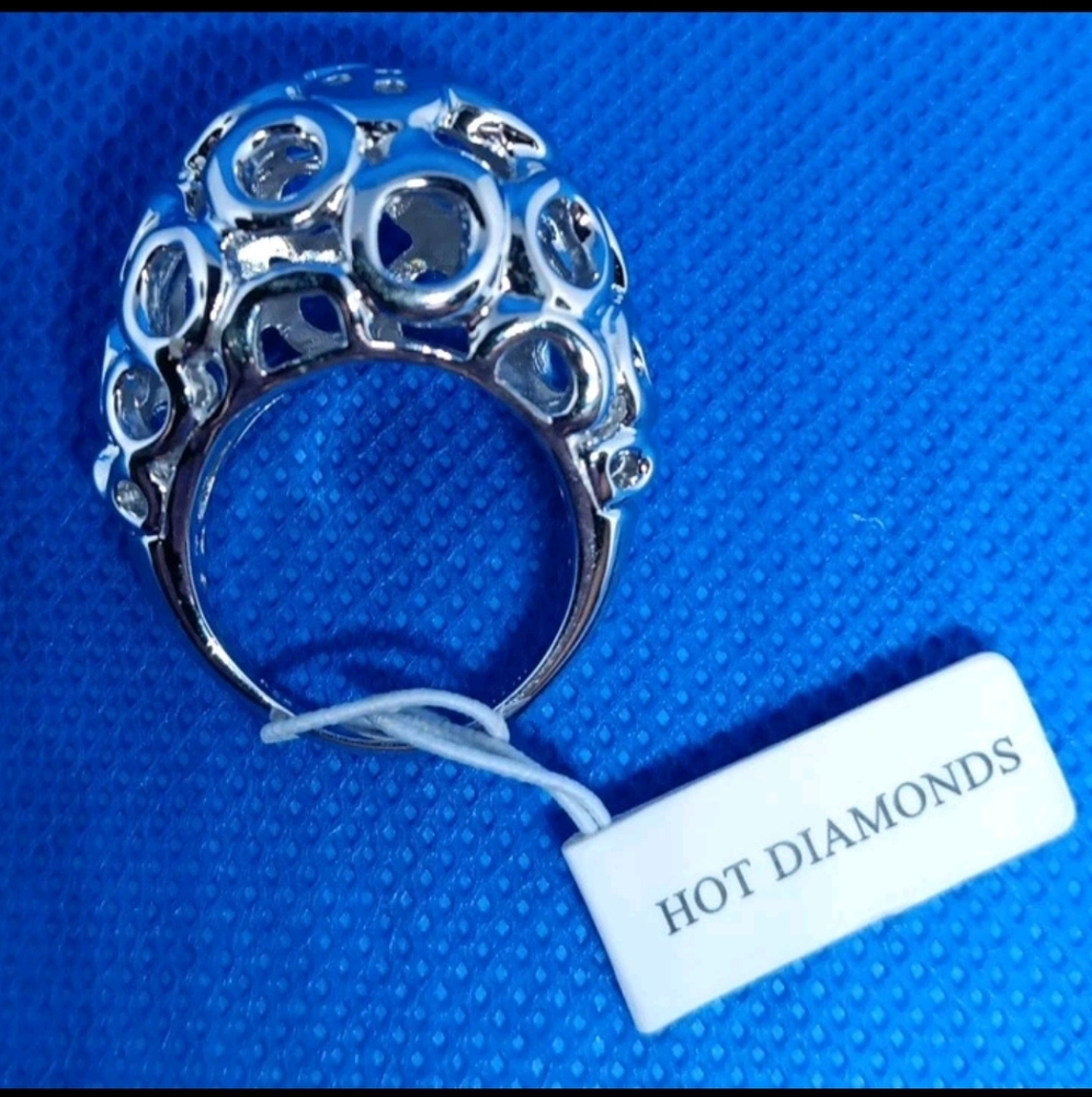 Hot Diamonds Bali Bubble Cocktail Women's Ring 925 Silver Size 8.5 NWT